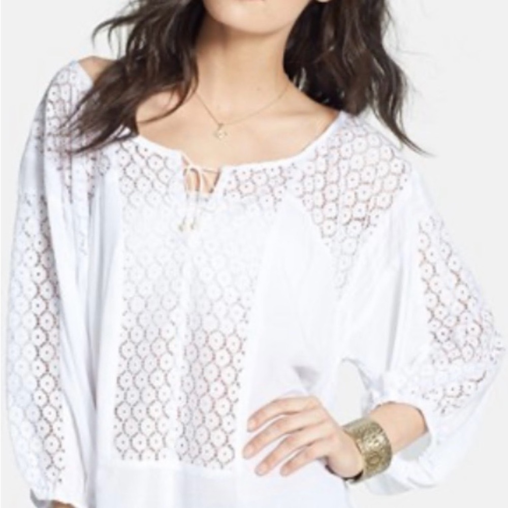 Free People White Eyelet Blouse